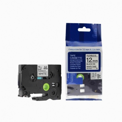 Kompatibilná páska s Brother TZ-FX231/TZe-FX231, 12mm x 8m, flexi, čierna tlač/biely podklad
