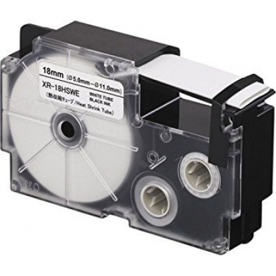 Kompatibilná páska s Casio R3.5WE 6mm x 2m smršťovací čierny tisk / biely podklad