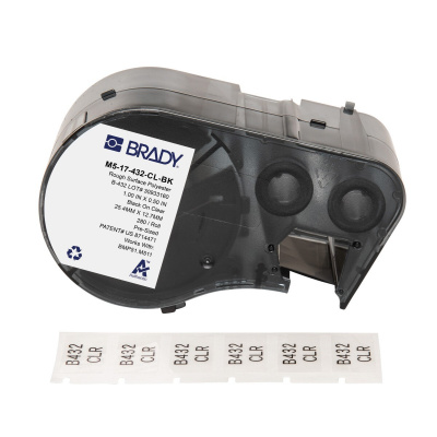 Brady M5-17-432-CL-BK / 170873, 25.40 mm, Polyester, čierna tlač / priehľadný podklad