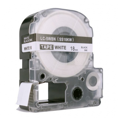 Epson LC-5WBN, SS18KW, 18mm x 8m, čierna tlač / biely podklad, kompatibilná páska