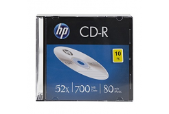 HP CD-R, CRE00085-3, 69310, 10-pack, 700MB, 52x, 80min., 12cm, bez možnosti tlače, slim case, na archiváciu údajov, poškodené balenie