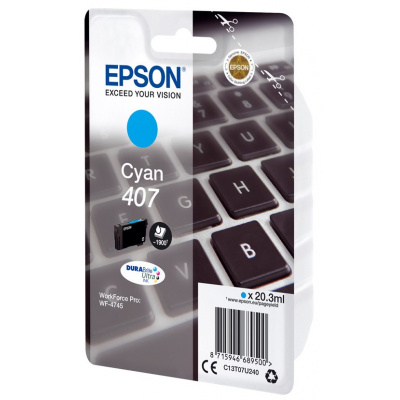 Epson 407 C13T07U240 azúrová (cyan) originálna cartridge