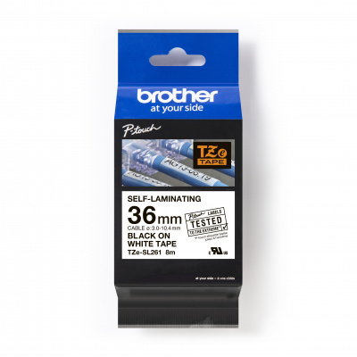 Brother TZ-SL261 / TZe-SL261 Pro Tape, 36mm x 8m, čierna tlač / biely podklad, originálna páska