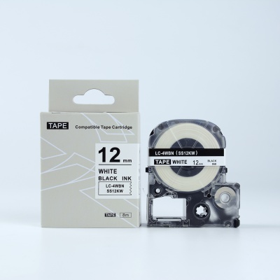 Epson LK-SS12KW, 12mm x 9m, černý tisk / bílý podklad, kompatibilní páska