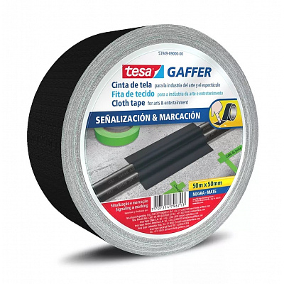 Tesa 53949 Matt Gaffer Tape, čierna matná textilná páska, 50 mm x 50 m