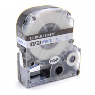 Epson LC-SS9BW, 9mm x 8m, modrý tisk / bílý podklad, kompatibilní páska
