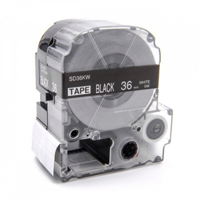 Epson LK-7BWV, SD36KW, 36mm x 9m, biela tlač / čierny podklad, kompatibilná páska