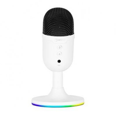 Marvo MIC-06 WH, herní/streamovací mikrofon, MIC-06, bílá, RGB podsvícení, vstup pro sluchátka