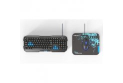 E-blue Polygon EKM820BK, sada klávesnice s myší Cobra II, US, herní, a podložkou Mazer Marface S typ drátová (USB), černo-modrá