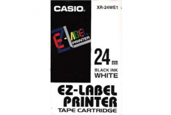 Casio XR-24WE1, 24mm x 8m, čierna tlač/biely podklad, originálna páska