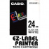 Casio XR-24WE1, 24mm x 8m, čierna tlač/biely podklad, originálna páska