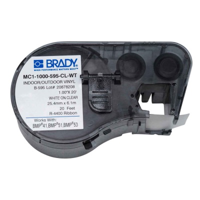 Brady MC1-1000-595-CL-WT / 131607, samolepicí páska 25.40 mm x 6.10 m