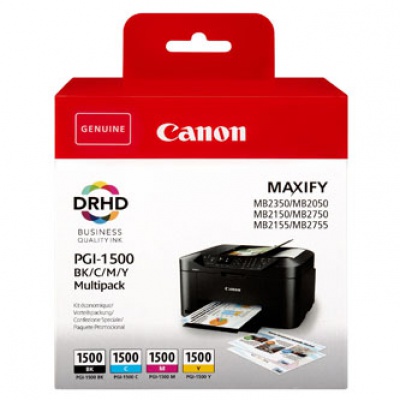 Canon originálna cartridge PGI-1500 BK/C/M/Y Multipack, CMYK, 400/3*300 str., 9218B005, Canon MAXIFY MB2050,MB2150,MB2155,MB2350,MB2750,M