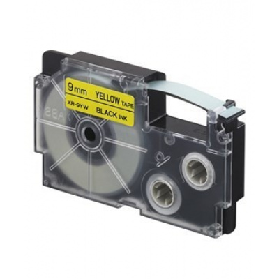 Casio XR-9YW1, 9mm x 8m, čierna tlač/žltý podklad, originálna páska