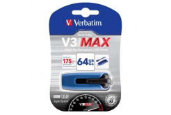Verbatim 49807 Store N Go V3 MAX, USB flash disk, USB A 3.0, 64GB, s výsuvným konektorom, modrý
