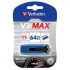 Verbatim 49807 Store N Go V3 MAX, USB flash disk, USB A 3.0, 64GB, s výsuvným konektorom, modrý
