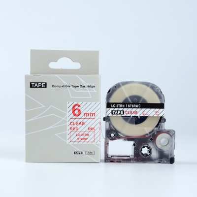Epson LK-ST6RW, 6mm x 9m, červený tisk / průhledný podklad, kompatibilní páska