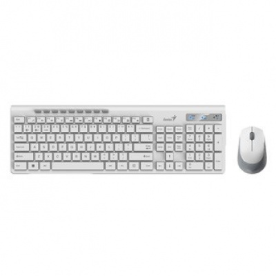 Genius SlimStar 8230 31340015403, sada klávesnice s bezdrátovou optickou myší, 1x AA, 1x AA, CZ/SK, klasická, Dual-Mode typ bezdrátová, bílá,