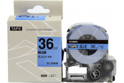 Epson LK-SC36BW, 36mm x 9m, černý tisk / modrý podklad, kompatibilní páska