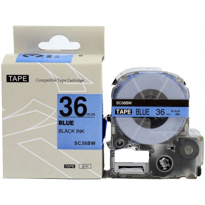 Epson LK-7LBP, SC36BW, C53S657504, 36mm x 9m, čierna tlač / modrý podklad, kompatibilná páska