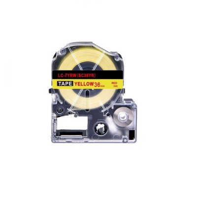 Epson LC-SC36YR, 36mm x 8m, červený tisk / žlutý podklad, kompatibilní páska