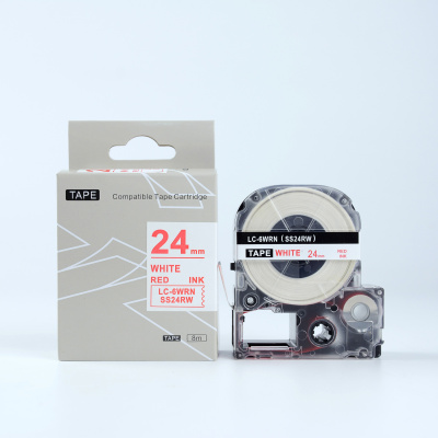 Epson LK-6WRN, SS24RW, 24mm x 9m, červená tlač / biely podklad, kompatibilná páska