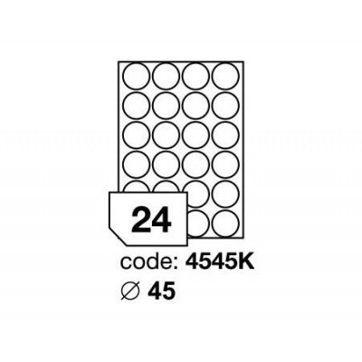 Samolepiace etikety kulaté 45 mm, 24 etikiet, A4, 100 listov