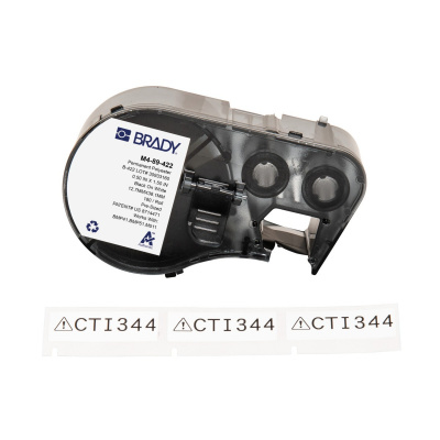 Brady M4-89-422 / 170737, 12.70 mm x 38.10 mm, Polyester, čierna tlač / biely podklad