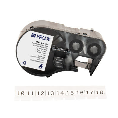 Brady M4C-318-498 / 170783, 8.08 mm x 4.88 m, Vinyl, čierna tlač / biely podklad