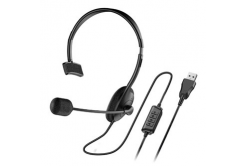 Genius HS-100U 31710027400, sluchátka s mikrofonem, ovládání hlasitosti, černá, 2.0, náhlavní, USB
