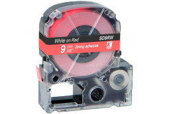 Epson LK-SD9RW, 9mm x 9m, bílý tisk / červený podklad, kompatibilní páska