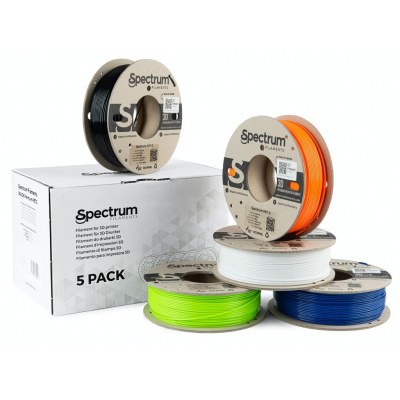 Spectrum 80748 3D filament, Premium PET-G, 1,75mm, 5x250g, biely, čierný, oranžový, modrý, zelený (Mix Arctic white, Deep black, Lion orange, Navy Blue, Lime green)