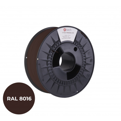 C-Tech 3DF-P-PLA1.75-8016 3D filament, PREMIUM LINE, PLA, RAL8016, 1,75mm, 1000g, Mahagónovo hnedý (Mahogany brown)