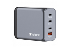Verbatim GaN 32204, cestovná nabíjačka do siete, USB 3.0, USB C, sivá, 200 W, vymeniteľné vidlice C,G,A