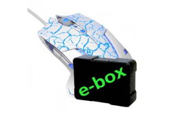 E-blue Myš Mazer Pro EMS600WHCA-IU, 2500DPI, optická, 6tl., drátová USB, bílo-modrá, herní, e-box