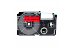 Kompatibilná páska s Casio XR-12RD1, 12mm x 8m, čierna tlač/červený podklad