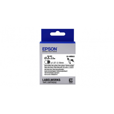Epson LK-4WBA3 C53S654903 4mm x 3m, čierna tlač / biely podklad, originálna zmršťovacia bužírka