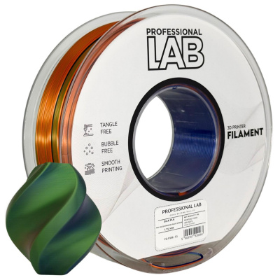 Professional Lab FG-P106-E1, 3D filament, PLA Silk, 1,75mm, 1000g,  Tri Color, Viacfarebný (Orange, Blue, Green)