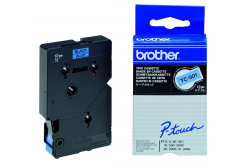Brother TC-501, 12mm x 7,7m, čierna tlač / modrý podklad, laminovaná, originálna páska
