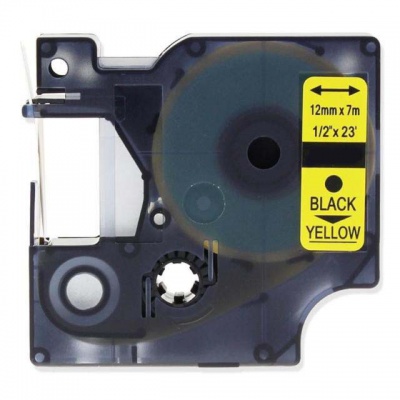 Kompatibilná páska s Dymo 45018, S0720580, 12mm x 7m, čierna tlač/žltý podklad