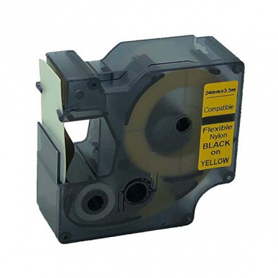 Kompatibilná páska s Dymo 1734525, 24mm x 3,5m čierny tisk / žltý podklad, nylonová flexi