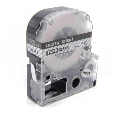Epson LK-2TBN, ST6KW, C53S652004, 6mm x 9m, čierna tlač / priehľadný podklad, kompatibilná páska