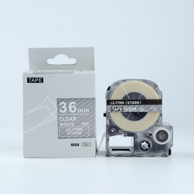 Epson LK-7TWN, ST36SW, 36mm x 9m, biela tlač / priehľadný podklad, kompatibilná páska