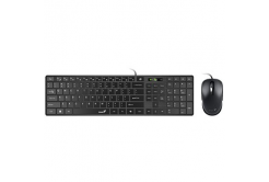 Genius SlimStar C126 COPILOT, sada klávesnice s optickou myší, CZ/SK, drátová (USB), černá, nízkoprofilová