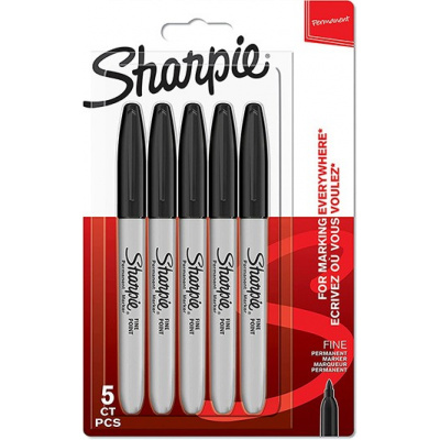 Sharpie 1986051, popisovač Fine, čierny, 5ks, 0.9mm, permanentný, blistr