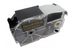 Kompatibilná páska s Casio XR-24BKG 24mm x 8m zlatá tlač / čierny podklad