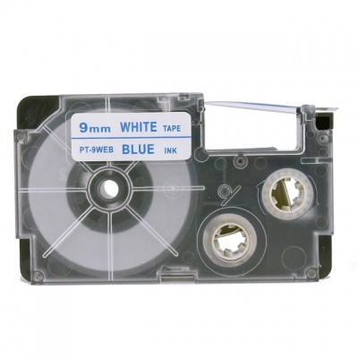 Kompatibilná páska s Casio XR-9WEB 9mm x 8m modrá tlač / biely podklad