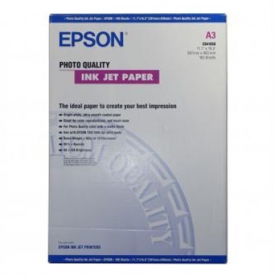 Epson Photo Quality InkJet Paper, foto papír, matný, bílý, A3, 105 g/m2, 720dpi, 100 ks, C13S04