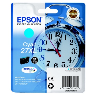Epson T27124012, 27XL azúrová (cyan) originálna cartridge