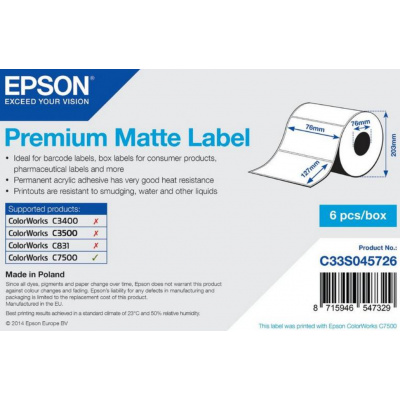 Epson C33S045726 label roll, normal paper, 76x127mm
